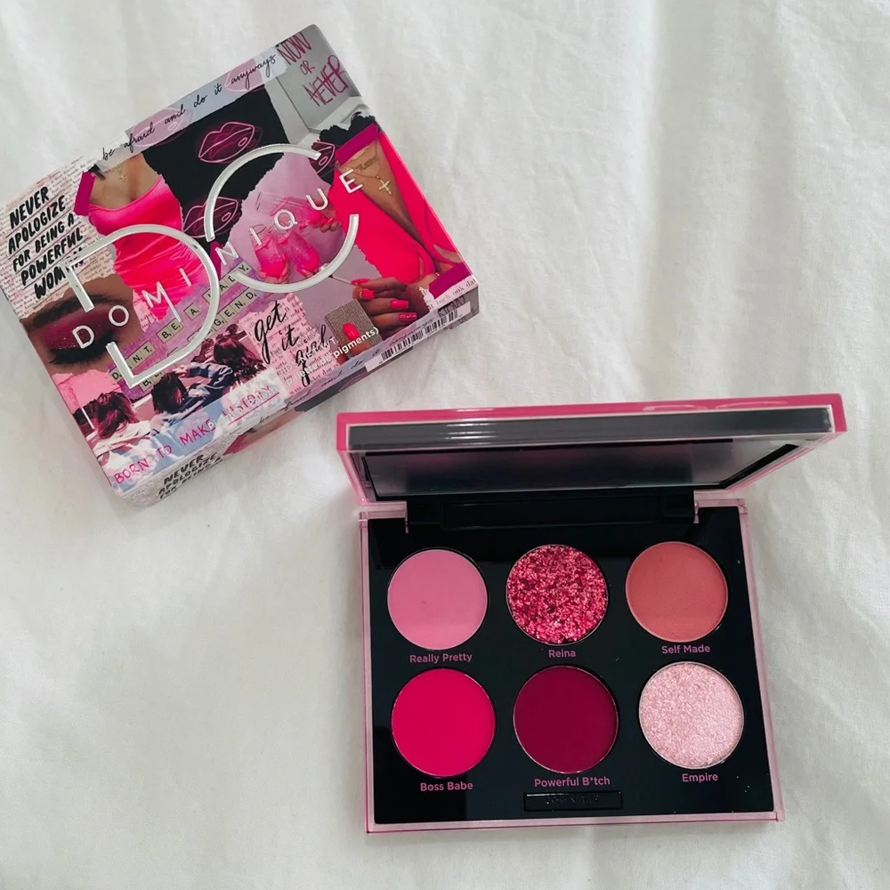 Dominique Cosmetics Now or Never Eyeshadow Palette‎ 6 Shades Pink Berry Glitter